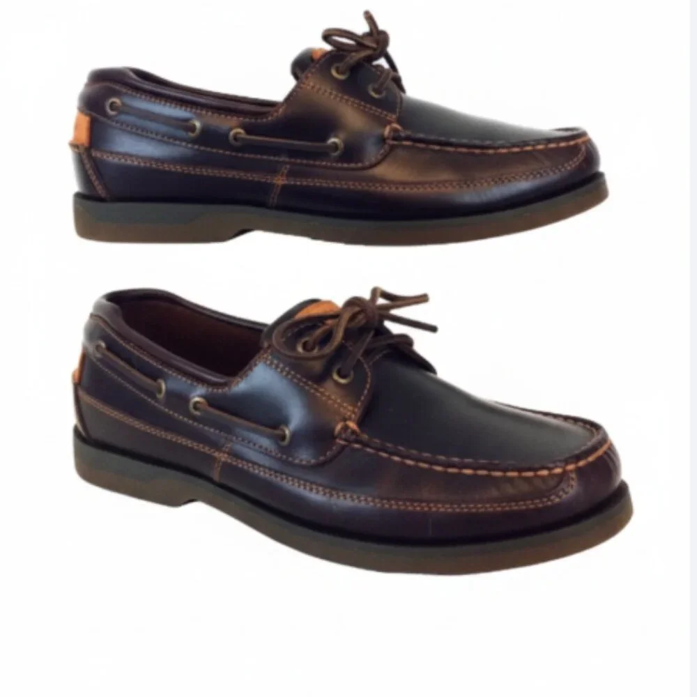 Sperry Top-Sider Men’s 10 Amaretto Leather 2-Eye Boat Shoes Canoe Moc 0764027W